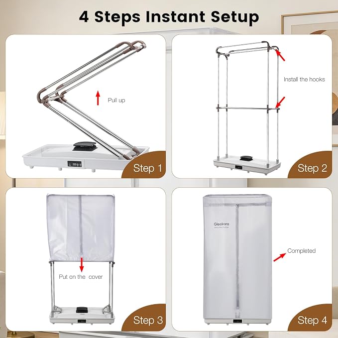 Foldable Clothes Dryer,Easy Install,1200W with Timer | Foldable, Easy Installation, 1200W Fast Drying, Quiet, Adjustable Timer,Large Capacity