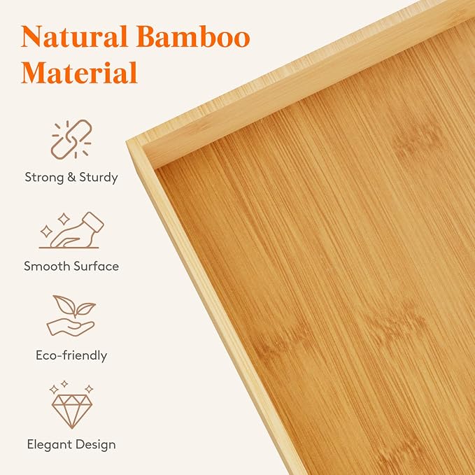 Lifewit Drawer Organizer 15 Pack(33 Grid) with 18 Inserts | Adjustable Bamboo Wooden Trays for Utensils, Silverware, Makeup, Kitchen, Bathroom, Office, Vanity Storage