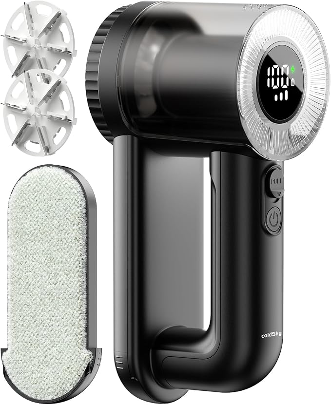 coldSky Large Fabric Shaver, 2-in-1 Electric Fabric Shaver & Lint Remover | 3-Speed Modes, LED Digital Display, Rechargeable, Sweater Defuzzer for Clothes, Furniture, Couch
