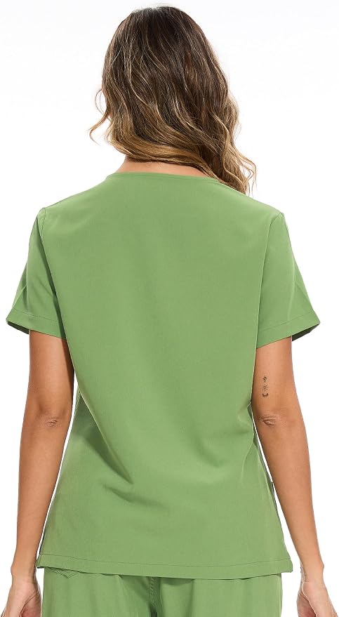 Scrubs Tops for Woman - Soft Stretch, V-Neck Tops | 3 Pockets, Side Split Design, Short Sleeve, Breathable & Lightweight Nursing Shirt, Easy-Care Fabric for All-Day Comfort