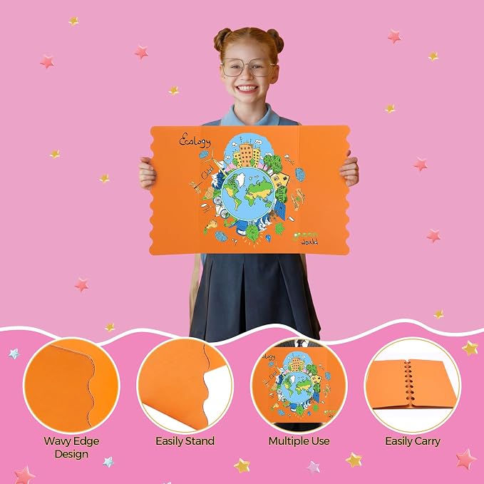 Mooliwe 4 Pack 21" X 14" Trifold Poster Board Tri Fold Poster Boards Foldable Corrugated Business Presentation Display Paper Boards for Science Fair Events, School Projects, Exhibitions
