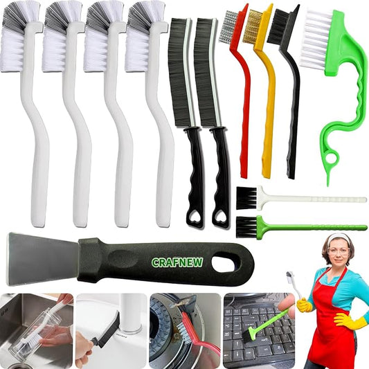 13Pcs Small Cleaning Brush, Hard Bristle Crevice Cleaning Brush, Long Handle Household Cleaning Tool Suitable for Cups, Bottles, Teapots, Corners, Sinks, Faucets, Toilets