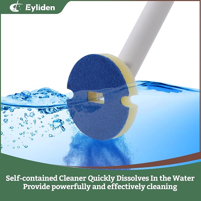 40 Count Pre-Soaked Refills Sponge, Dedicated for Eyliden Toilet Bowl Wand | Built-in Cleaner, No Extra Needed, Quick Change, Disposable Replacement Brush Heads for Bathroom Cleaning, Yellow
