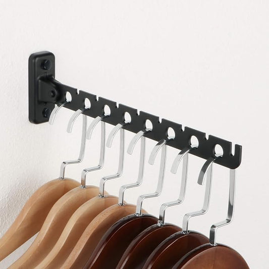 Alise Clothes Drying Rack Wall Mounted,Foldable Coat Hanger Black,1P | Hanger Rack Clothes Hook Closet Storage Organizer,Folding Space Saving Clothes Hanger Rack for Bedroom Bathroom Laundry