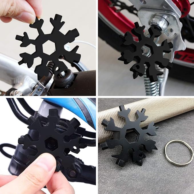 Gifts for Men 18-in-1 Snowflake Multitool, Anniversary Birthday Gift, Black | Snowflake Multitool, Gifts for Men Dad Husband Him, Camping Essentials Cool Gadgets Tool, Christmas Stocking Stuffers for Men