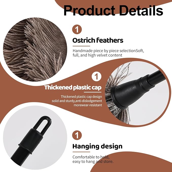 Ostrich Feather Duster-14.9 Inch Mini Natural Feathers Dusters with Plastic Handle Reusable Handheld for Cleaning Supplies Home Car Office(10pcs)