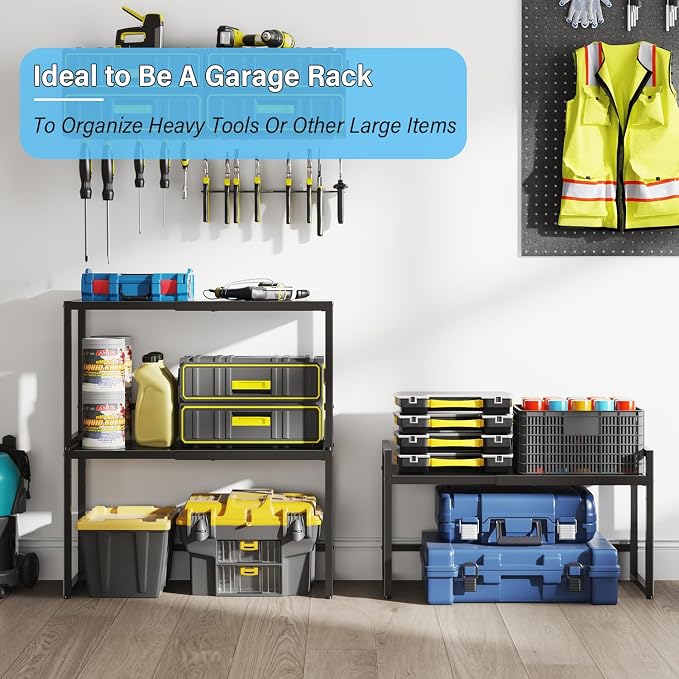 Expandable 150 LBS Heavy Duty Storage Shelves,Metal Shelving Unit for Pots Pans Microwave Small Appliance,Adjustable Storage Rack Shelf Organizer For Kitchen Garage Warehouse Cabinet Closet Pantry