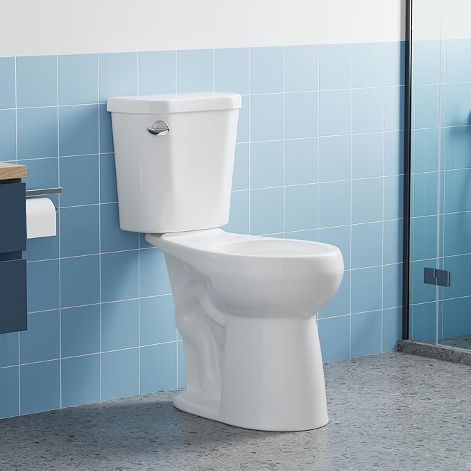 Comfort Height 19" Round Toilet Bowl Only – Single Side Handle, Upgraded Power Flush, Includes Water-Saving Tank Parts, No Seat – Ideal for Bath Replacement or Senior Bathroom Upgrade
