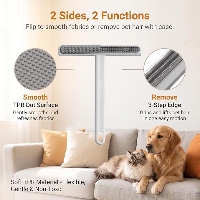2Pack Set Pet Hair Removal Tool, Reusable Carpet Scraper Hair Remover | Dog Cat Fur Removal Scraper Fuzz Hairball Brush Lint Fabric Shaver for Carpet, Car Mat, Couch, Pet Bed, Cat Tree, Furniture