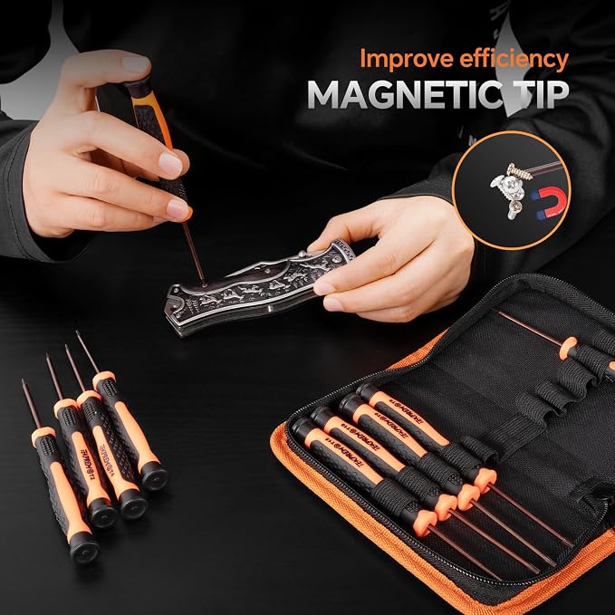 TEKPREM 10 in 1 Small Torx Screwdriver Set of T2-T15, T2 T3 T4 T5 T6 T7 T8 T9 T10 T15 Torx Security Bits Complete Star Repair Kit for Apple,Macbook,Xbox,PS3,PS4,PS5,Ring Doorbell, Computer,Knives