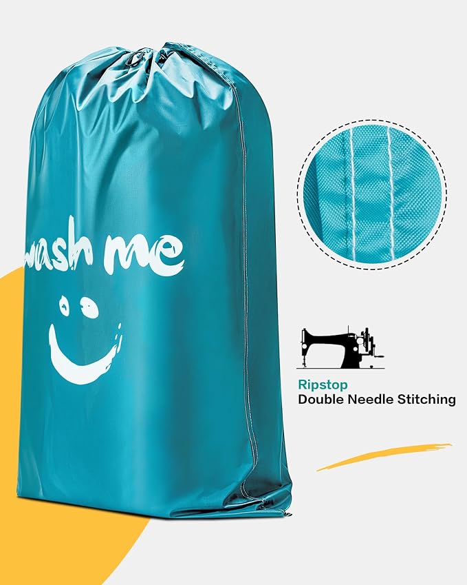 HOMEST 2 Pack XL Laundry Bag 28" x 40", Extra Large Dirty Clothes Organizer | Holds 3-4 Loads, Machine Washable Drawstring Laundry Bag for Dorm, Camp, Laundromat, Family, Travel, Sky Blue