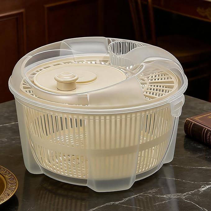 21x21x14cm Salad Spinner - Manual Lettuce Spinner | Salad Dryer With Washer Bowl, Vegetable & Fruit Washer, Lettuce Colander | Vegetable Dryer Bowl For Veggie, Onion, Dumpling Filling, Fresh Crisp