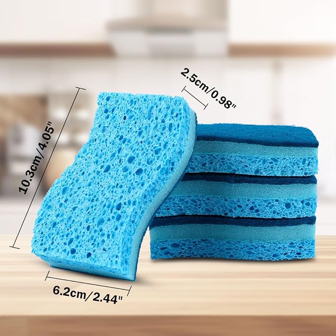 AIDEA Sponges Kitchen, Non-Scratch Scrub Sponge,12Count, Sponge for Dishes | Kitchen Sponges for Non-Stick Cookware, Cleans Fast Without Scratching, Cleaning Power for Kitchen, Bathroom, Household