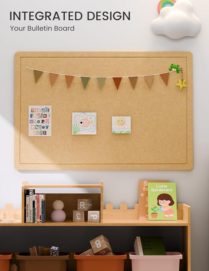 Fluxynara 35.4" x 23.6" Bulletin Board, Mustard Yellow | Cork Board Alternative with 12 Removable Adhesive Tabs, Foldable Felt Pin Board for Home, Office, Classroom & Dorm