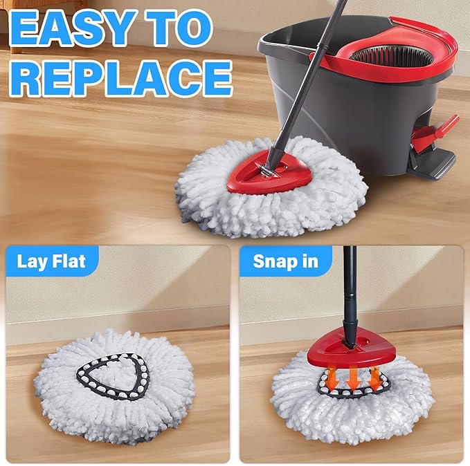 Tataanty Mop Head Replacement for O Cedar: Mop Replace Head Easy Wring Spin Mop for 1 Tank System - Heads Replacements Easy to Clean Replaceable Mop Head Machine Washable (9 Pack)