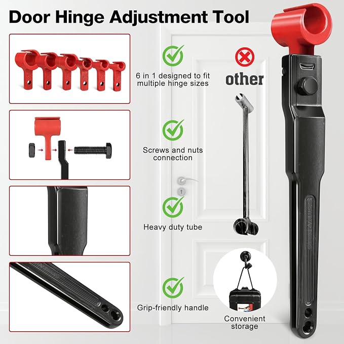 Vdsfand 6 IN 1 Door Hinge Adjustment Tool Kit Door Gap Adjustment Tool for Precise Hinge Gap Adjustment Upgraded Door Hinge Tool for Installation and Repair of Residential and Commercial