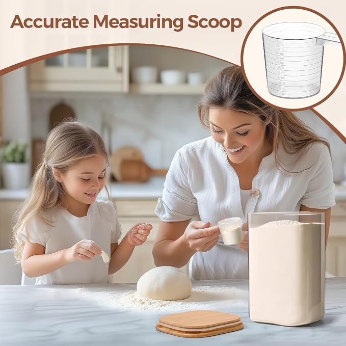 ComSaf Glass Storage Containers with Bamboo Lids 1.2/3.6 Qt 2 Pack | Pantry Organization, Flour Sugar Coffee Beans, Pasta Cereal Dry Food, Large Capacity, Cabinet Organization, Food Storage Jar