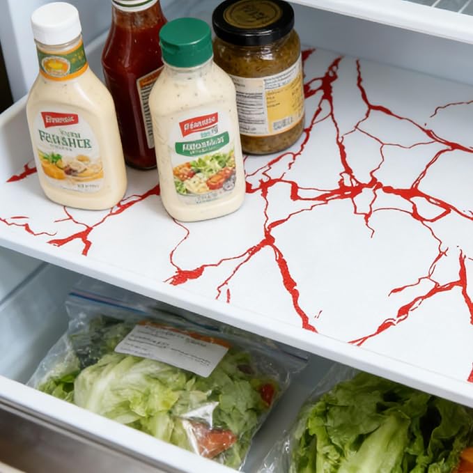 Red Marble Pattern Shelf Liner, Non-Adhesive Non-Slip Thickened Drawer Liner, Easy to Clean Contact Paper for Kitchen Cabinets, Tool Box, Refrigerator, Includes Knife & Tape Measure.17.3×236.22inch