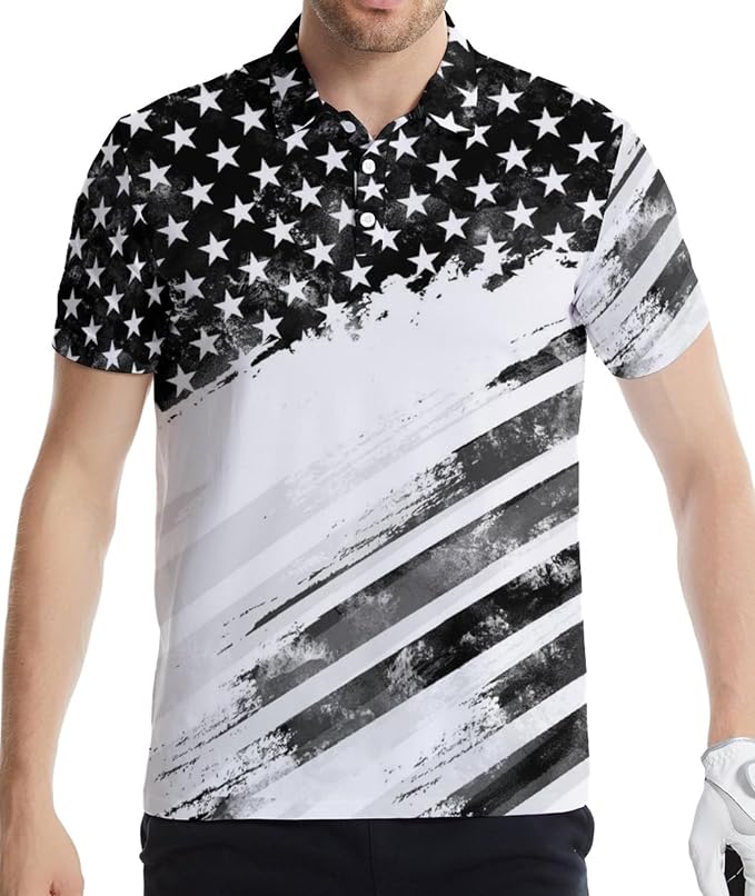 Polo Shirts for Men Moisture Wicking Mens Polo Shirts Patriotic Shirts for Men