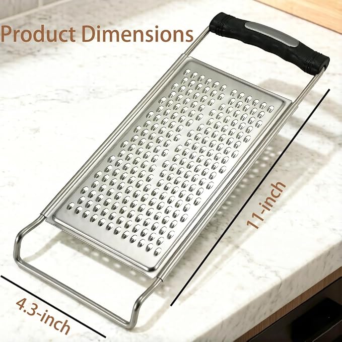 NACOLUS Stainless Steel Fine Cheese Grater & Zester with Ergonomic Handle - Dual Side for Fine Shredding and Zesting - Perfect for Hard Cheese, Citrus, Ginger, Garlic, Dishwasher Safe
