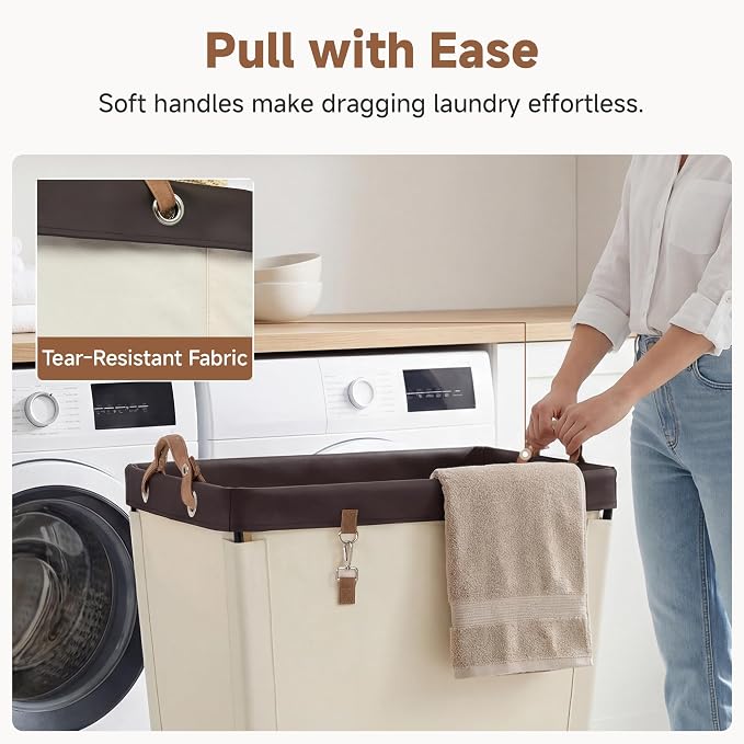 StorageWorks 210L Laundry Basket with Wheels, Rolling Hampers for Clothing