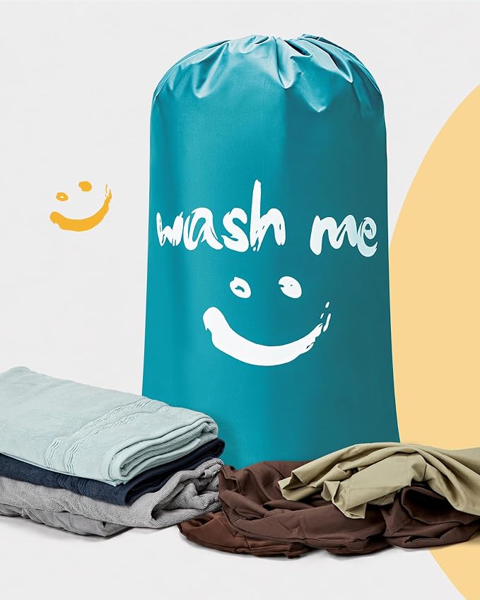 HOMEST 2 Pack XL Laundry Bag 28" x 40", Extra Large Dirty Clothes Organizer | Holds 3-4 Loads, Machine Washable Drawstring Laundry Bag for Dorm, Camp, Laundromat, Family, Travel,Grey & Sky Blue