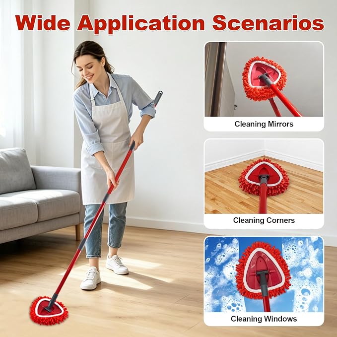 6 Pack Chenille Duster Mop Head Compatible with O Cedar Easywring 1-Tank System,Spin Mops Heads Replacements for Ocedar Mopping, Reusable Microfiber Chenille MOp Refills, for Deep Cleaning Floor