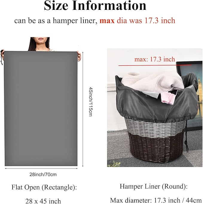 OTraki 28x45 inch Large Laundry Bags 2 Pack Heavy Duty Drawstring Laundry Wash Bags Big Hamper Replacement Liner Bag Dirty Clothes Washable for Camp Don't Drying, Melting 140-176℉ | Drawstring Big Hamper Replacement Liner Bag Dirty Clothes Washable for...