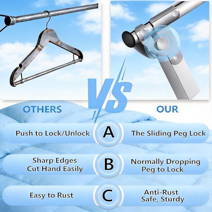 Clothes Drying Rack Folding Indoor Outdoor, Foldable Portable Laundry Drying Rack, Heavy Duty Laundry Hanger Dryer Rack with 20 Hooks