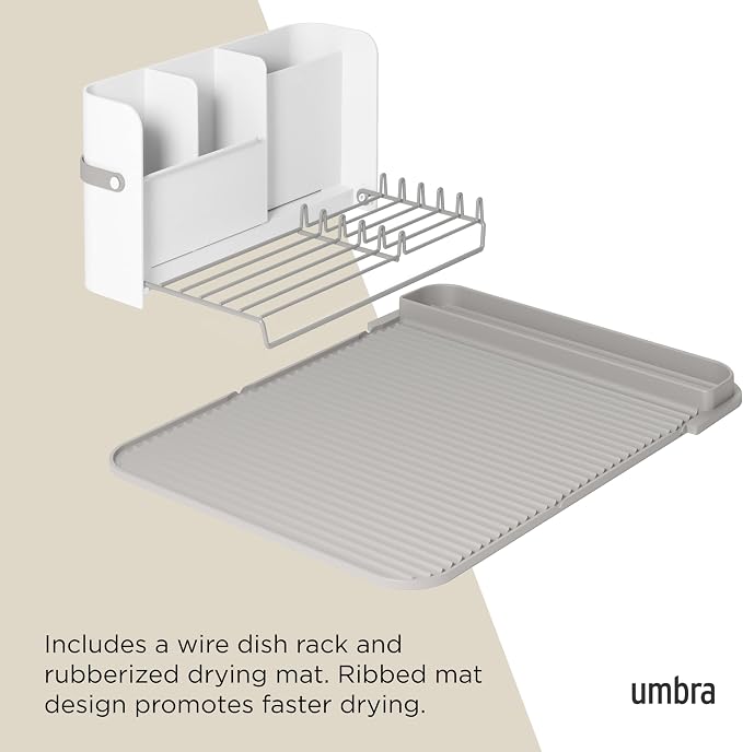 Umbra Sling Compact Dish Rack for Drying Dishes, Cutlery and More, Folds Away for Compact Storage