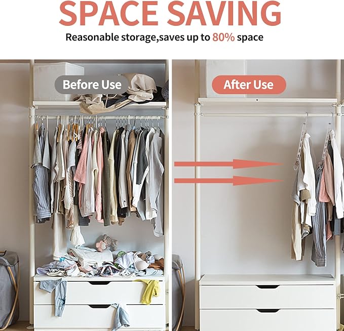 Metal Space Saving Hangers for Clothes, Collapsible Hanger Organizer 10Pack