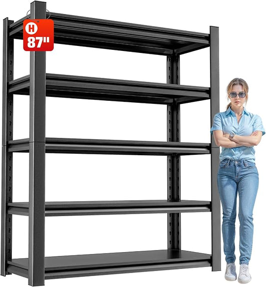 OLLRRACT Heavy Duty Metal Storage Rack Shelving for Garage, 5 Tier Shelving Unit - Garage Storage Shelf, Industrial Utility Shelving, Durable Metal Shelf Organizer 24" D x48 W x87 H