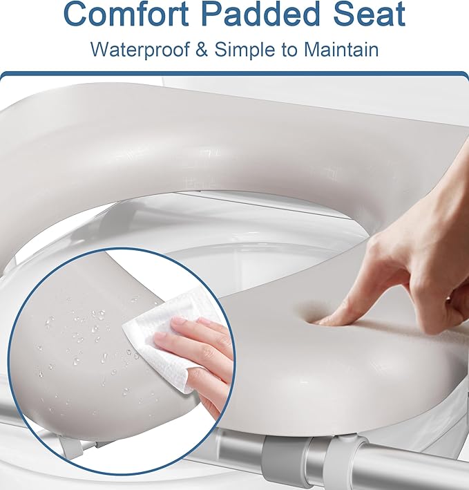 Soundfuse Toilet Seat Riser for Seniors, FSA HSA Eligible Raised Toilet Seat with Handles, Adjustable Height & Width, 400lb Handicap Elevated Toilet Seat, Fit Any Toilet