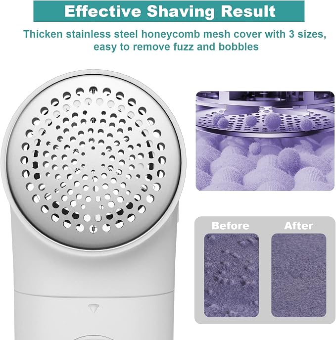 Fabric Shaver, USB Rechargeable Lint Remover for Clothes, Sweater | Cordless Clothes Defuzzer, Portable Sweater Shaver to Trim Pills from Clothes, Sweater, Furniture, 2.0 Pro, Beige