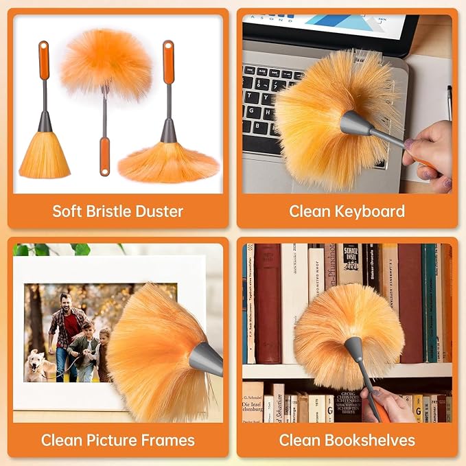 CALBEAU Ceiling Fan Cleaner Duster Kit with 60" Extension Pole, 14 PCS | 14"-60" Adjustable Pole; Ceiling Fan Duster, Cobweb Brush; High Fans, Webs, Blinds; Storage Bag