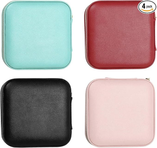 TRODANCE Jewelry Case with Mirror, Small Travel Jewelry Organizer, Portable Jewelry Box Mini Organizer Display Storage Box For Rings Earrings Necklaces (4Color - 4packs)