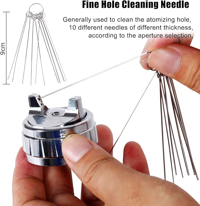 17pcs Multi-Purpose Spray Gun Cleaning Kit,Nylon Brushes Paint Gun Cleaning Kit Mini Brushes & Needles for Clean Airbrush Nozzles Spray Guns Tattoo Equipment (17)