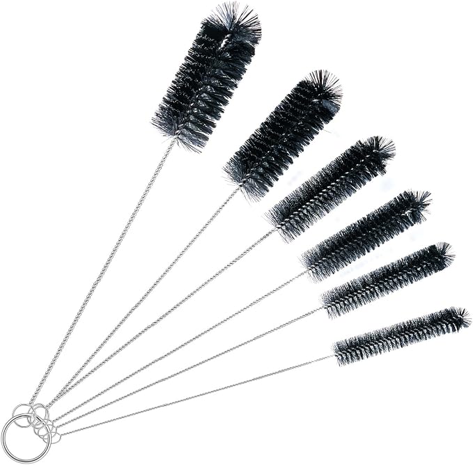 Brush Family Straw Cleaner Brush Set,6 Piece 12" Long Pipe Tube Bottle Brushes for Cleaning Narrow Neck Bottles,Coffee Maker,Glass Cups