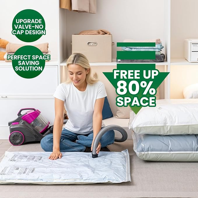 TAILI 6 Pack Vacuum Storage Bags, Jumbo Size (31×40 inch), Vacuum Seal Bag for Clothing, Bulky Bedding, Comforter, Blankets, Pillows, Space Saver Packing