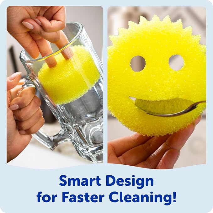 Scrub Daddy Scratch-Free Multipurpose Kitchen Sponges - Bulk Dish Sponges for Kitchen, Bathroom, Household Cleaning & More - Made with BPA-Free Polymer Foam (7 Count)