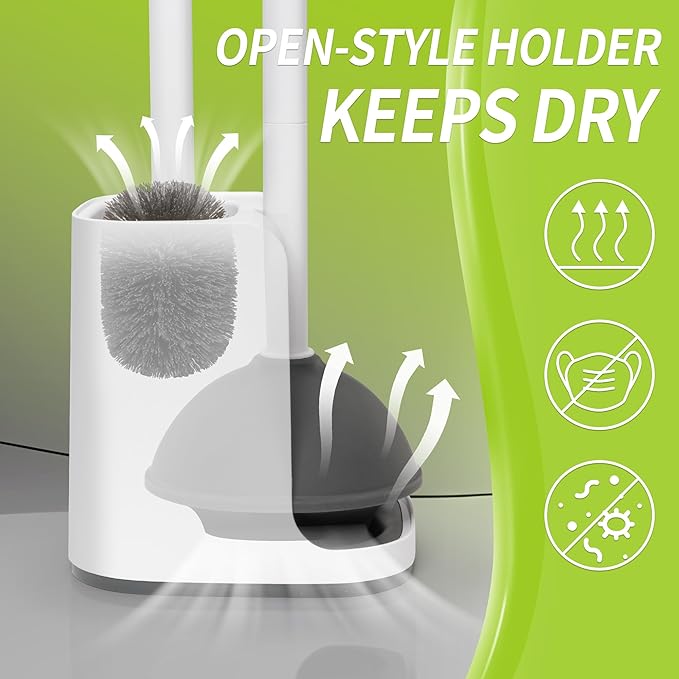 IVYROLL Toilet Brush and Plunger Set Hidden, S-Shaped Toilet Brush Plunger Combo, Perfect for Homes, Apartments & Bathrooms