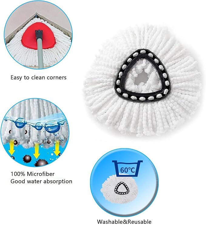 2 Pack Spin Mop Replacement Head Compatible with Ocedar EasyWring Spinning Mop,Microfiber Mop Refills Mop Replace Heads