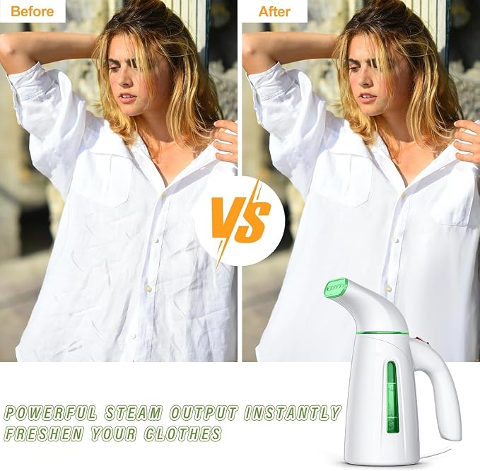 OGHom Steamer for Clothes, Portable Handheld Clothing Garment Steamer, 240ml Large Capacity 700W Travel Steam Iron 30 Second Fast Heat Up (Soft Green)