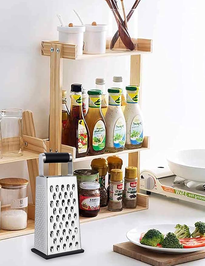 Cheese Grater, 4-Sided Stainless Steel Box Grater, Food Shredder for Cheese, Parmesan, Vegetable