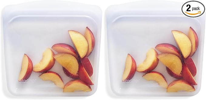 Stasher Premium Reusable Silicone Sandwich Bags, 2-Pack, Clear, 28 oz | Food-Safe Silicone, Freezer, Sous Vide, Microwave, Dishwasher, Oven Safe, Meal Prep, Lunch Container, BPA-Free, Eco-Friendly