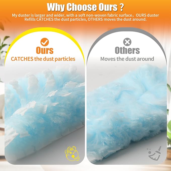 40 Count Duster Refills Compatible with Swiffer Duster, 180° Disposable Multi-Surface Microfiber Cleaning Dusters, Unscented