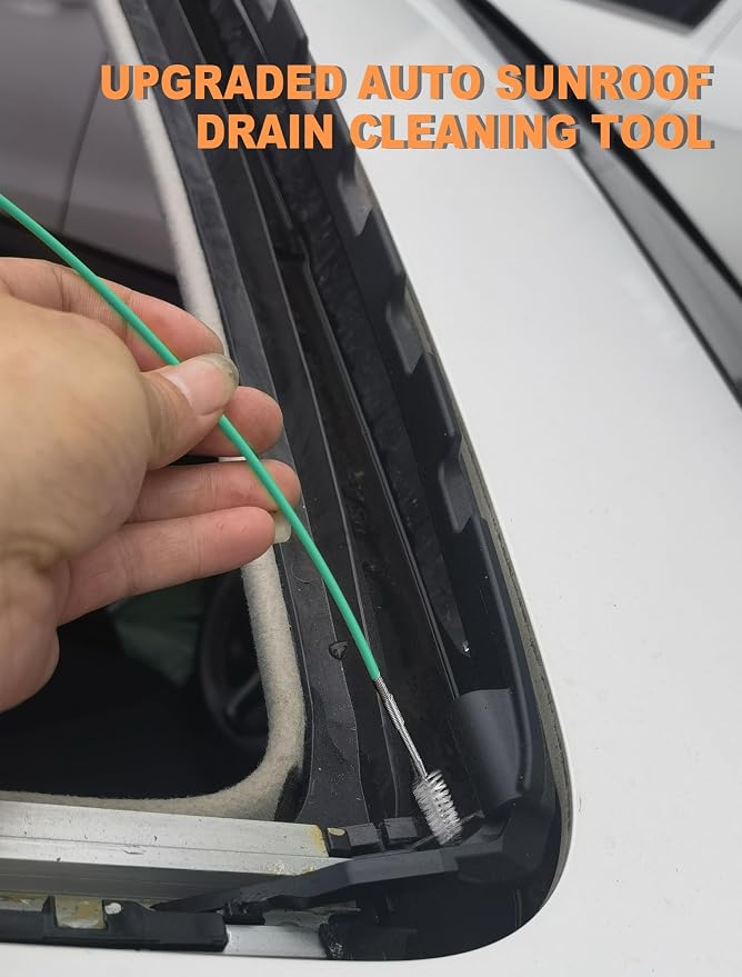 EVOULTES Auto Sunroof Drain Cleaning Tool, 120 Inch Flexible Drain Brush Long Pipe Cleaners for Car, Tube Cleaning Brush Slim Drain Dredging Tool Perfect for Car Sunroof, Windshield Wiper Drain Hole
