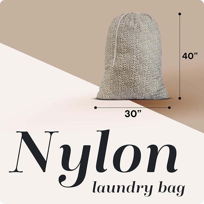 Handy Laundry XL Nylon Laundry Bag 30"x40", 60 lb Capacity, Leopard | 30"x40" XL Nylon Laundry Bag, Locking Drawstring, Machine Washable, Heavy Duty, Travel Dorm Hamper Liner, Leopard