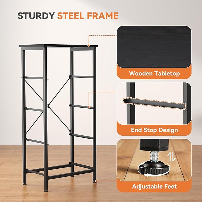 Sweetcrispy Dresser for Bedroom, 4 Drawer Storage Cabinet, Tall Nightstand | Small Fabric Black Dresser for Closet, Chest of Drawers, Closet Organizer, Home Furniture, Sturdy Frame