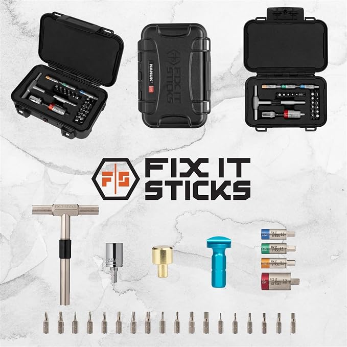 Fix It Sticks Maintenance Toolkit Bundle: Hardcase Set with T-Handle Wrench, Torque Limiters, Coin Slot Battery Cap Tool, Brass Hammer Head, and Microfiber Cleaning Cloth